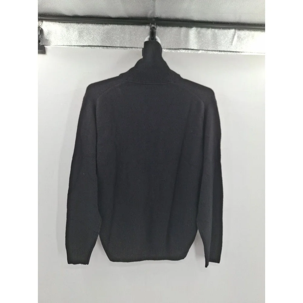 Jos A Bank Mens Large Black Lambs Wool Blend High V Neck‎ Sweater NWT